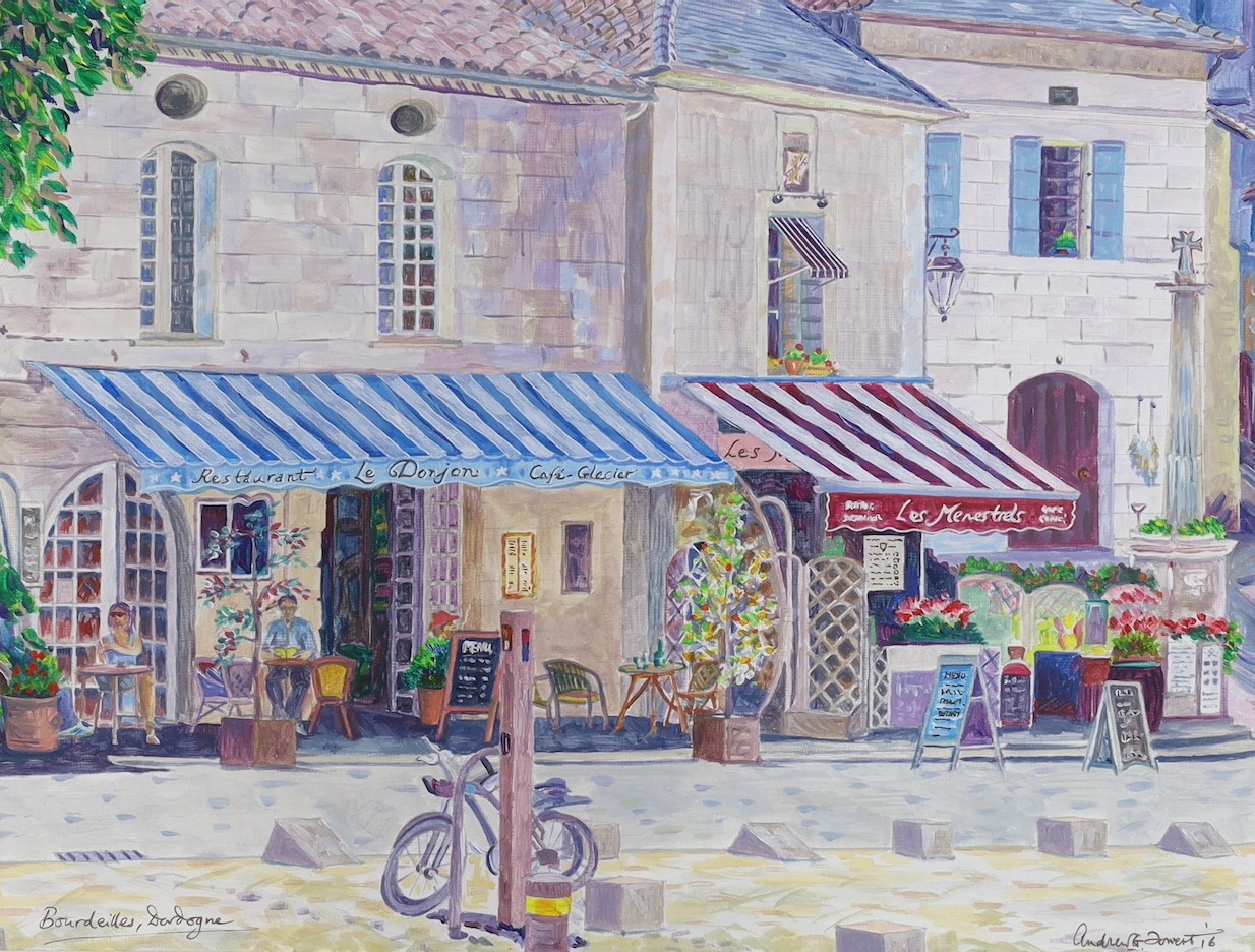 Andrew G. Forrest, acrylic on paper, 'Bourdeilles, Dordogne', signed and dated '16, 29 x 38cm